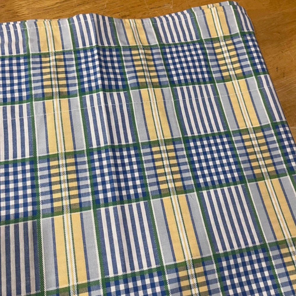 Waverly Valley Lake Plaid Gingham Valance Blue Yellow 82x16 Cottagecore